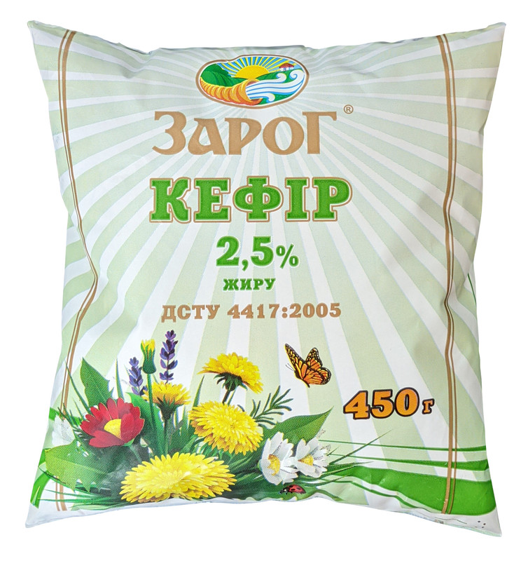 Кефір ЗАРОГ 2,5%, 450г (плівка)